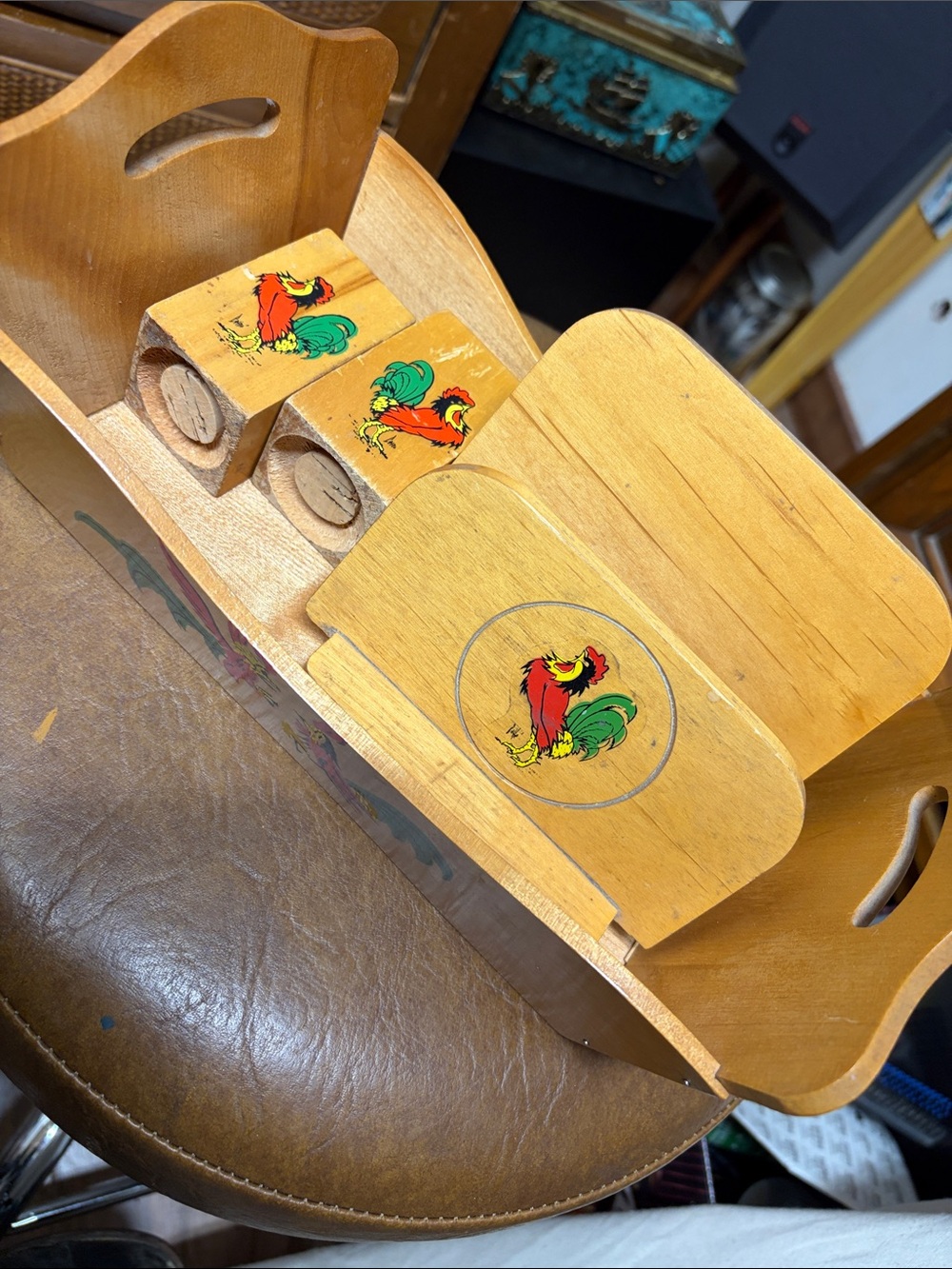 Vintage Wood Kitchen Set with Rooster Image